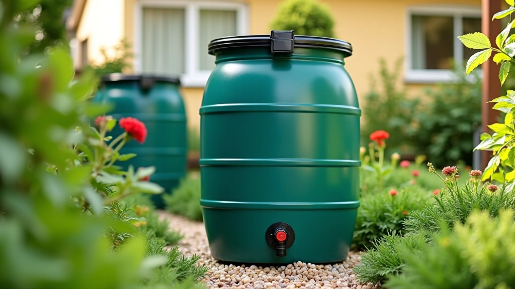 Rainwater barrel installation with gutter system